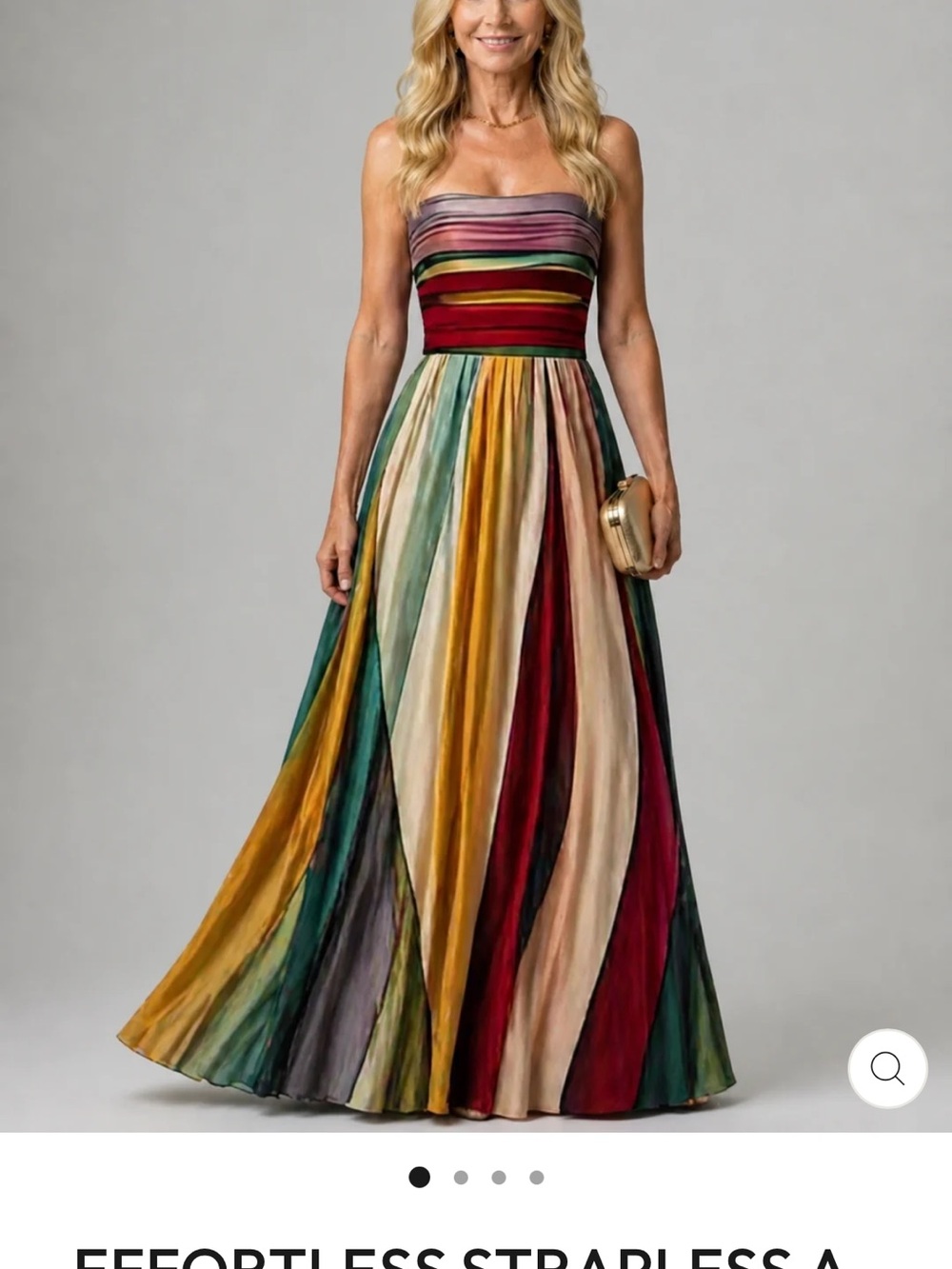 Multicolor Stripe Strapless Maxi Dress